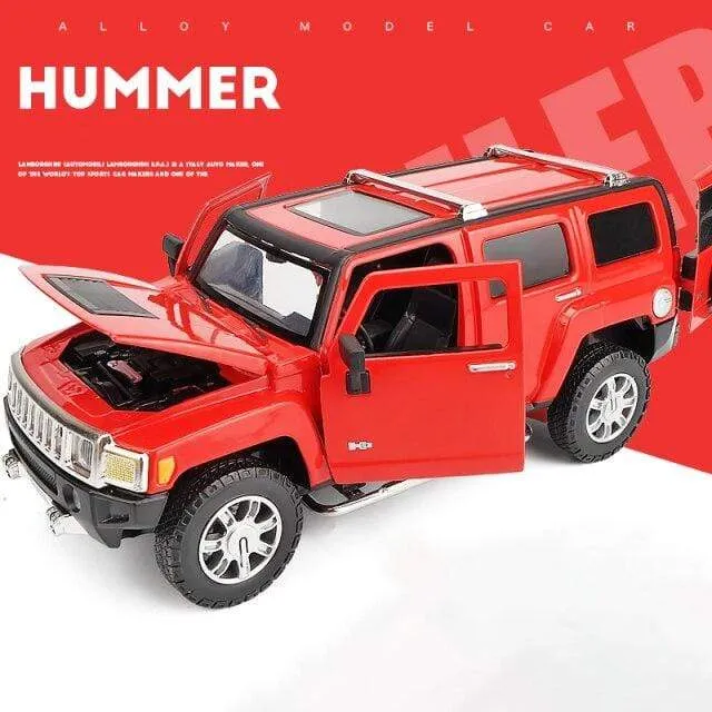 1:24 high simulation alloy Hummer H3 off-road vehicle sound and light can open the door boy educational toy car model for gifts