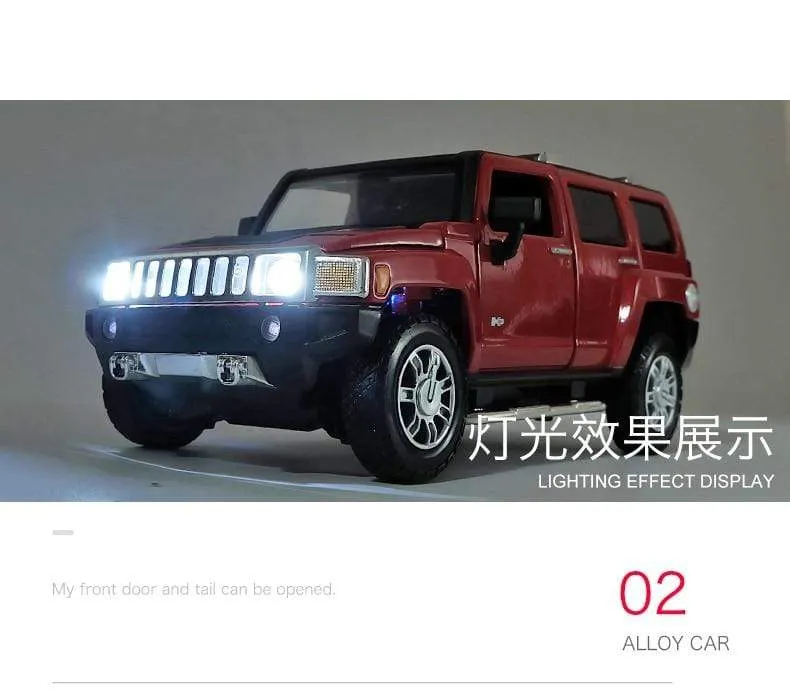 1:24 high simulation alloy Hummer H3 off-road vehicle sound and light can open the door boy educational toy car model for gifts