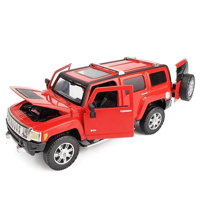 1:24 high simulation alloy Hummer H3 off-road vehicle sound and light can open the door boy educational toy car model for gifts