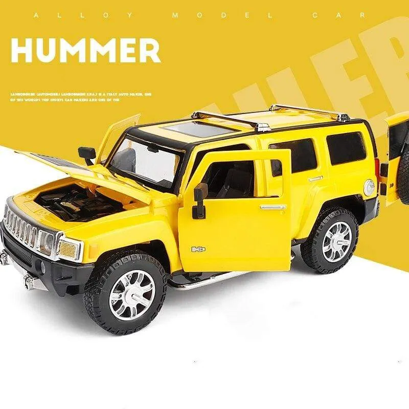 1:24 high simulation alloy Hummer H3 off-road vehicle sound and light can open the door boy educational toy car model for gifts