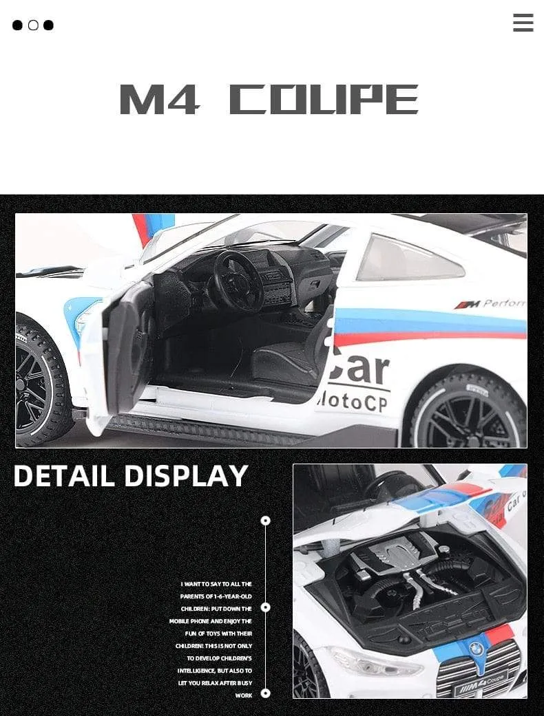 1:32 BMW M4 IM GT3 Le Mans Racing Car Free Wheeling High Light Sport Racing Car Model Toy Diecast Alloy Car model gift