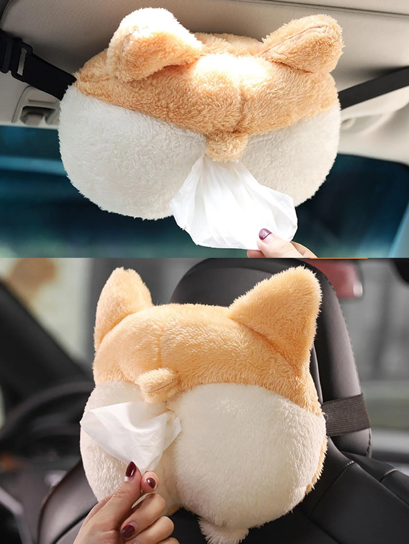 1pc 3D Cartoon Dog Design Car Seat Back Tissue Storage Box