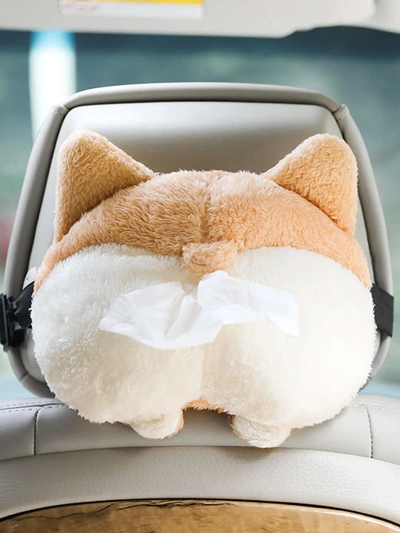 1pc 3D Cartoon Dog Design Car Seat Back Tissue Storage Box