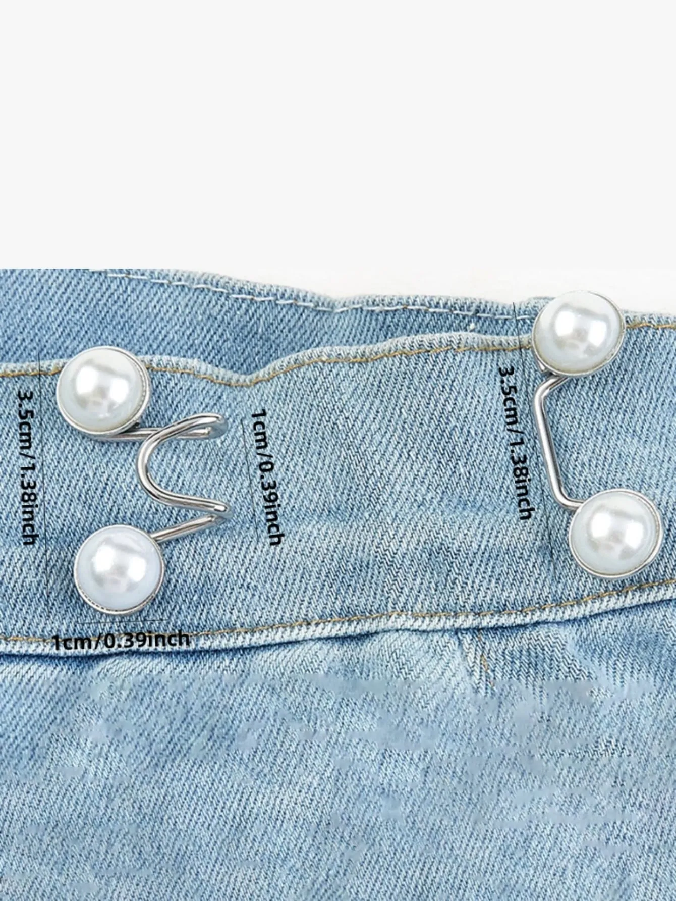 1pc Stainless Steel Adjustable Waist Button, Fake Pearl Decor Button For Jeans SD