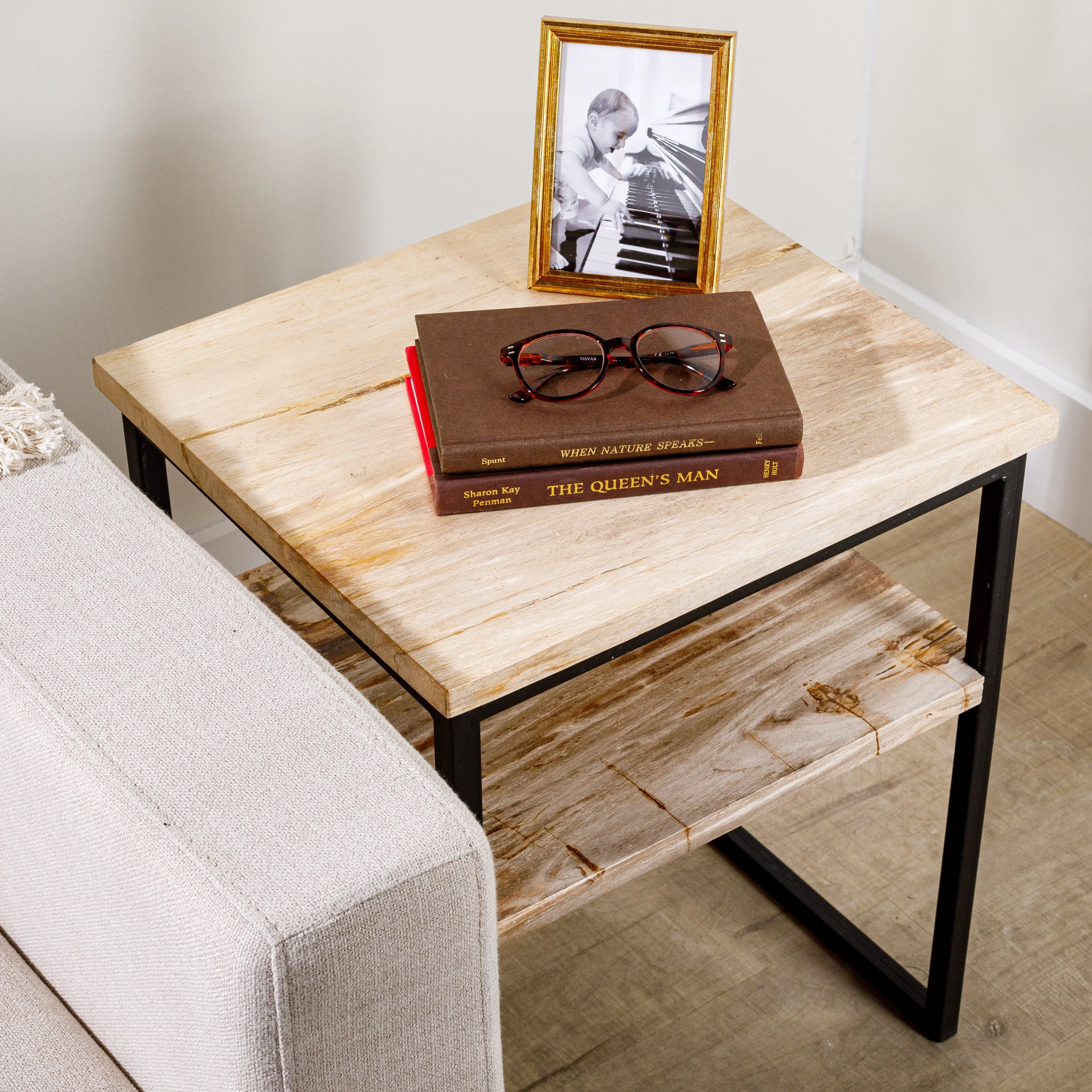 22 Brown Petrified Wood Side Table