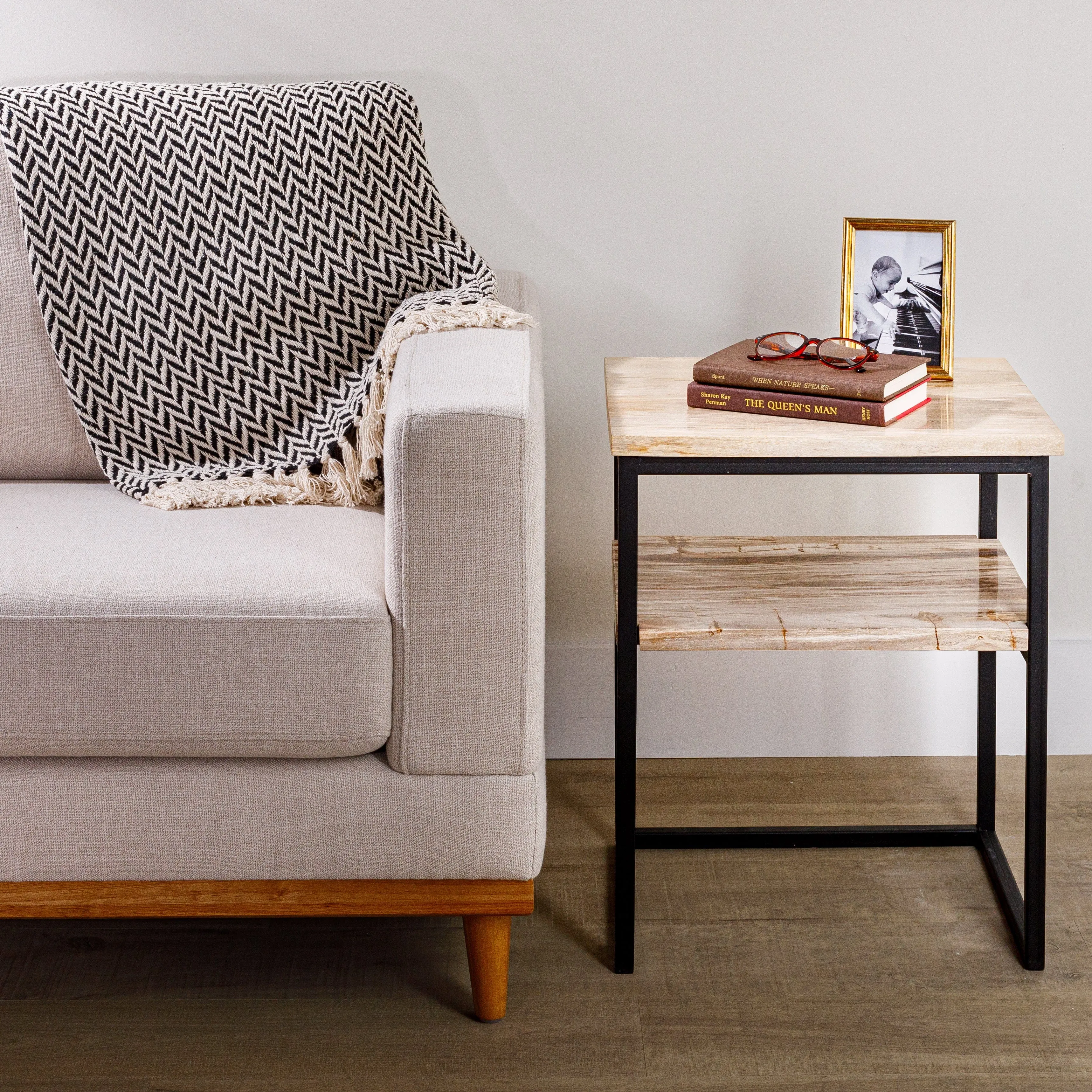 22 Brown Petrified Wood Side Table