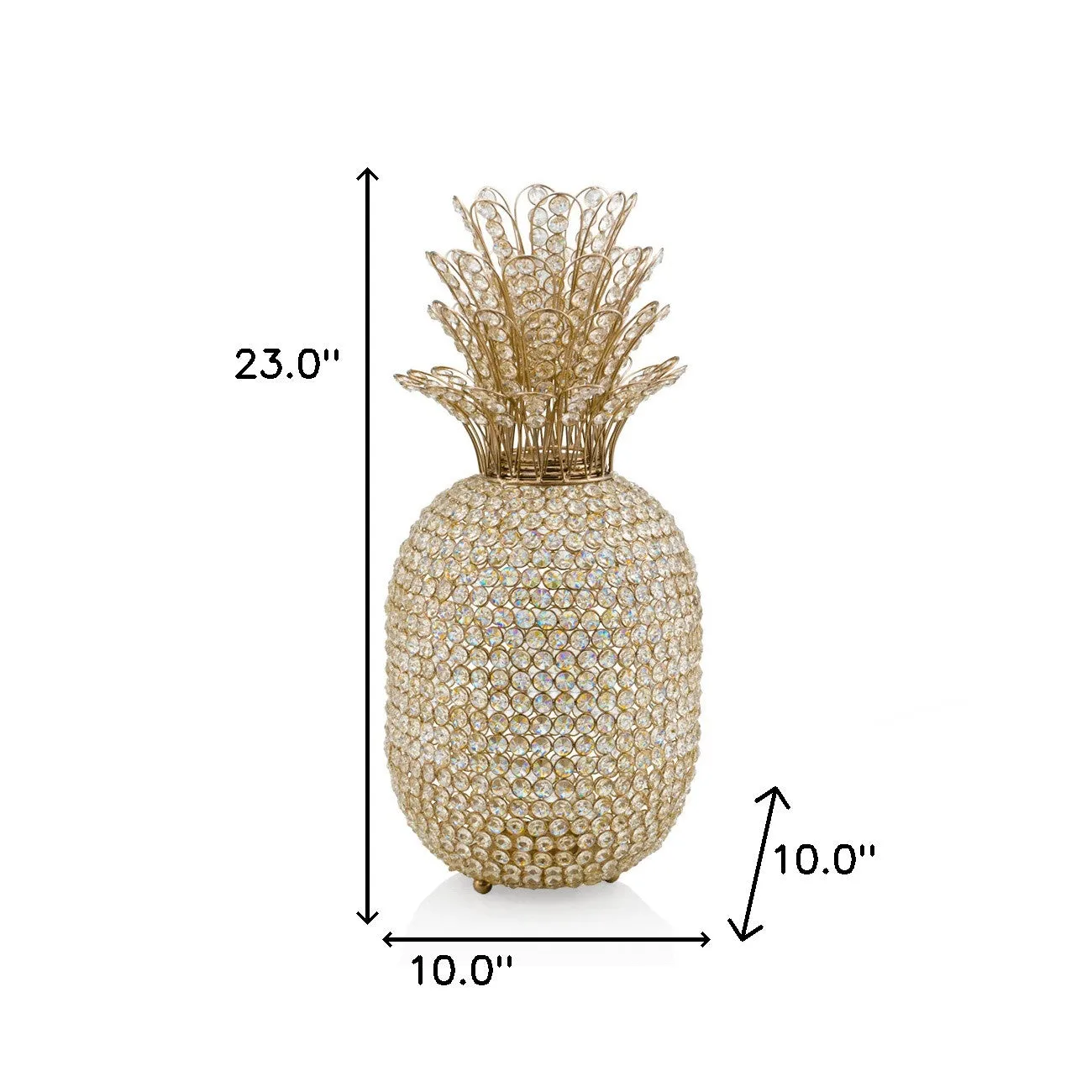 23" Glam Bling Faux Crystal and Gold Pineapple By Homeroots