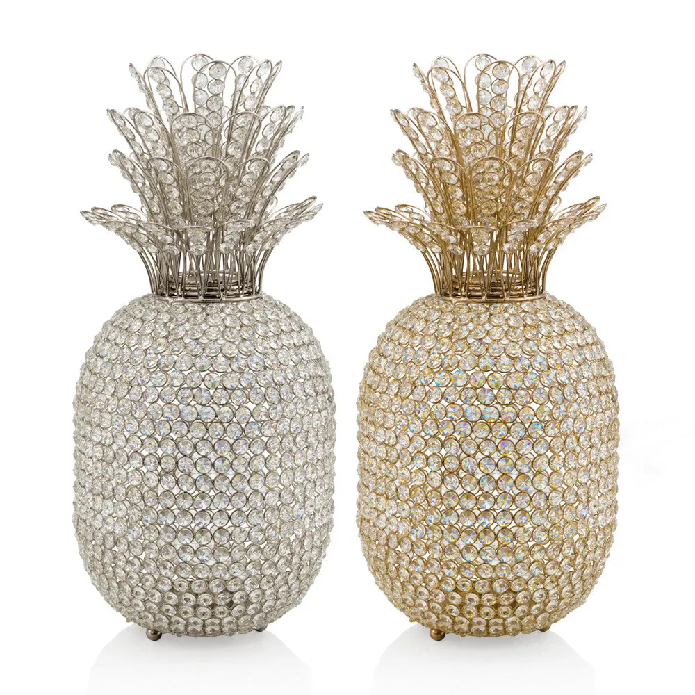 23" Glam Bling Faux Crystal and Gold Pineapple By Homeroots