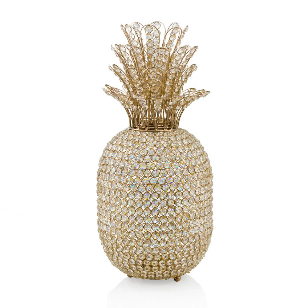 23" Glam Bling Faux Crystal and Gold Pineapple By Homeroots