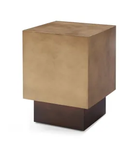 24" Antiqued Copper And Light Brown Metal Square End Table By Homeroots