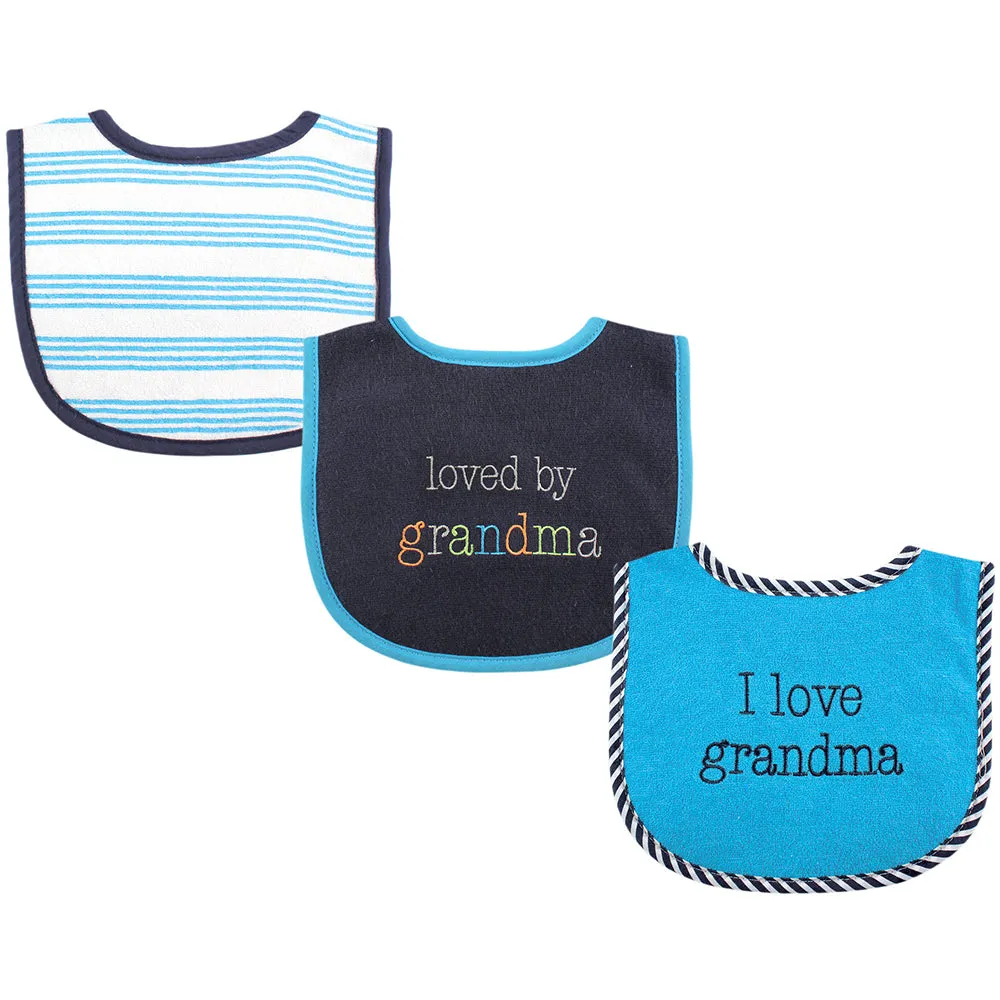 3-Pack Baby Boys' Grandma Drooler Bibs 02366