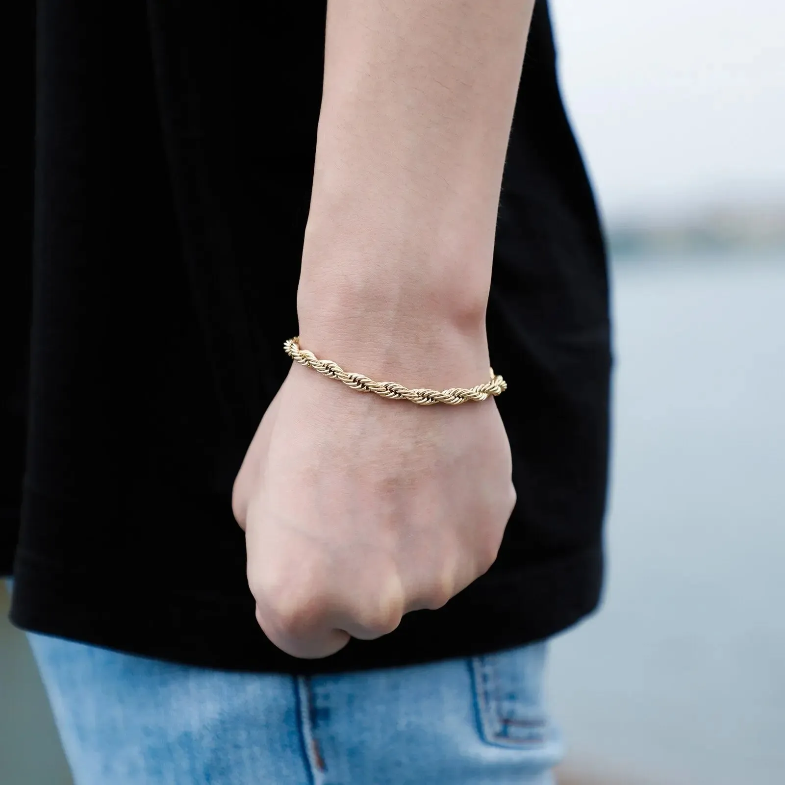 3mm Rope Bracelet in White Gold