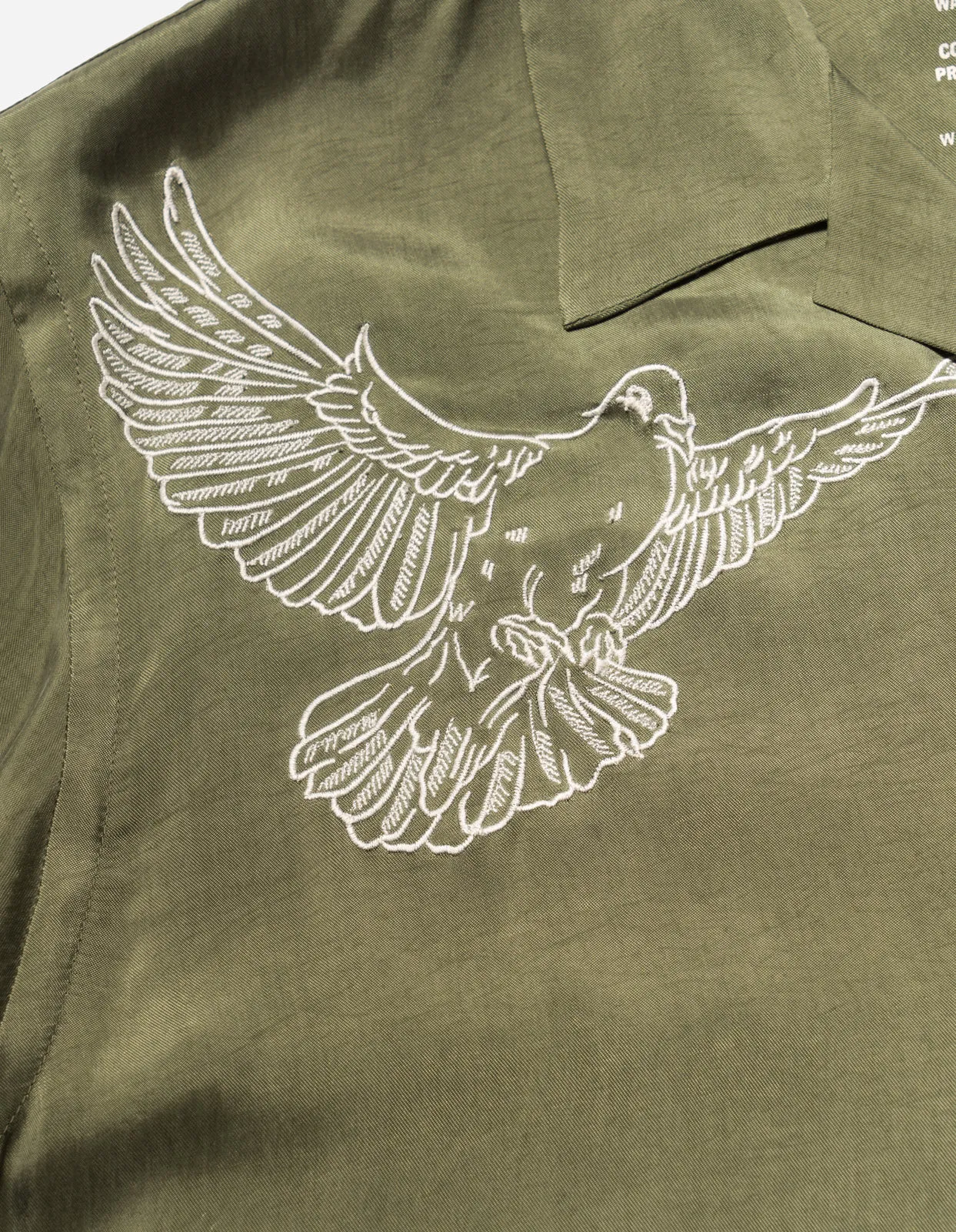 5326 Peace Dove Embroidered Shirt Olive OG-107F