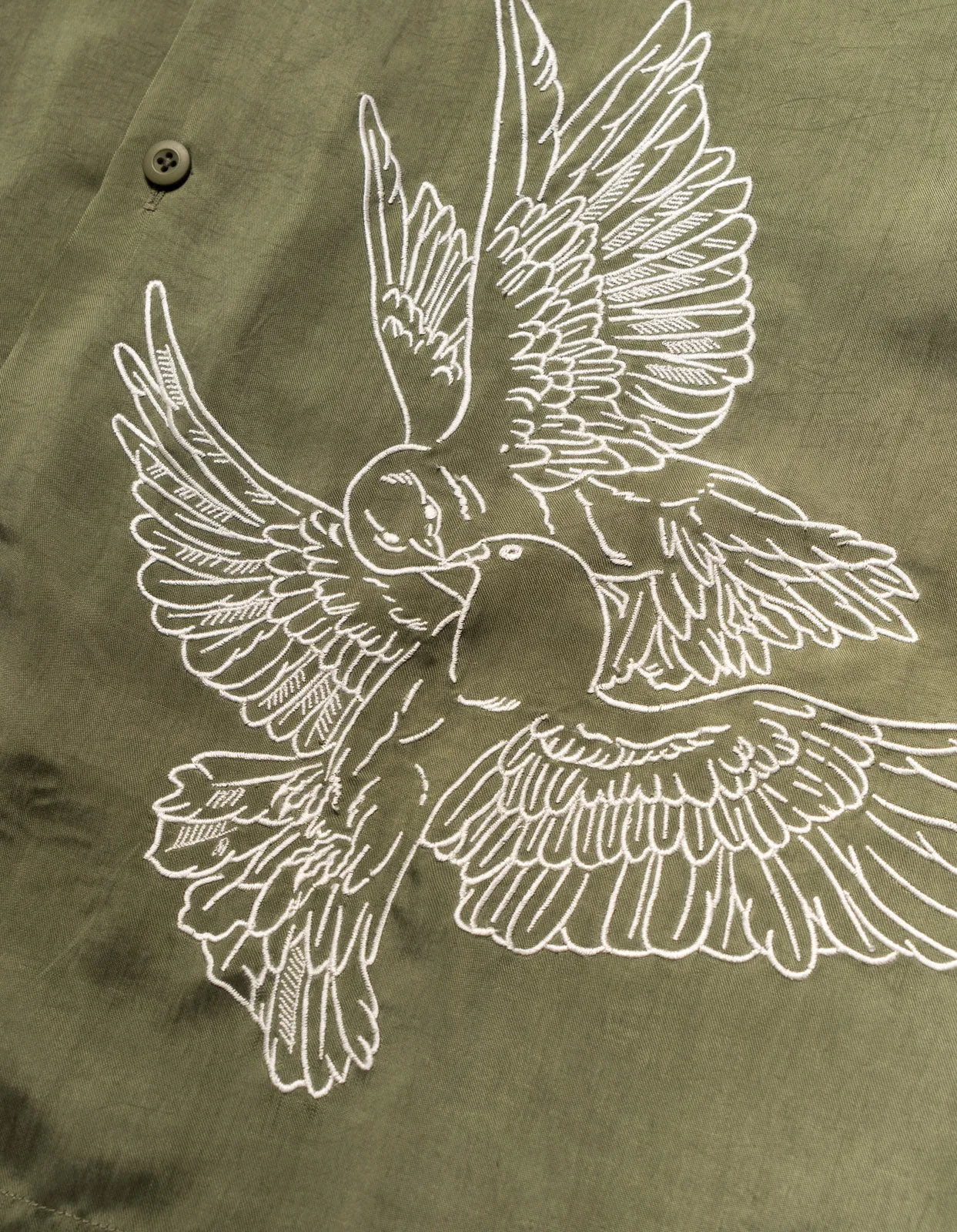 5326 Peace Dove Embroidered Shirt Olive OG-107F