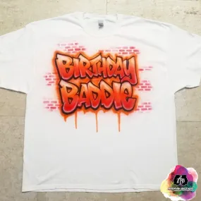 Airbrush Birthday Baddie Shirt Design