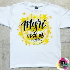 Airbrush Name w/ Stars Shirt Design