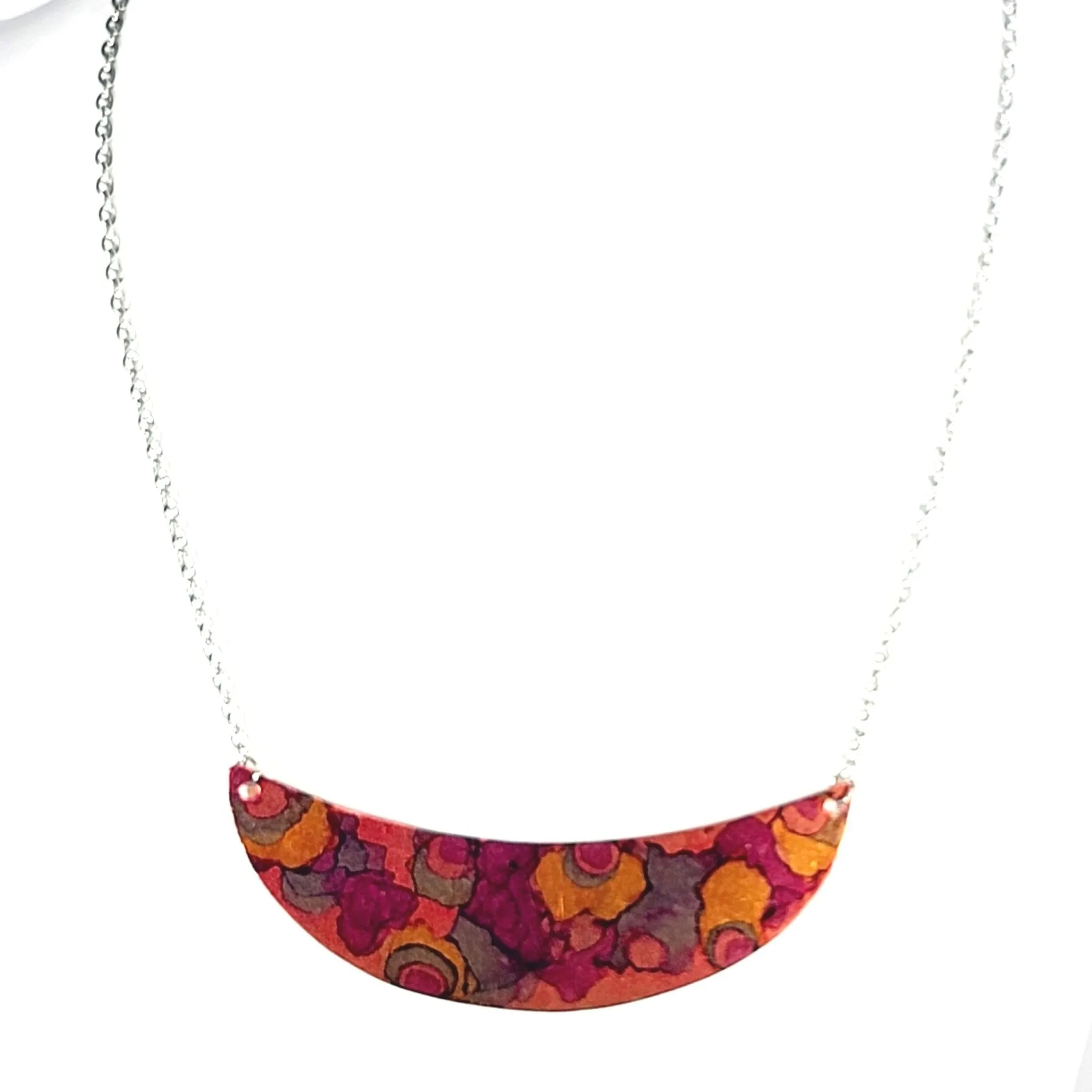 Alcohol Ink Crescent Necklace