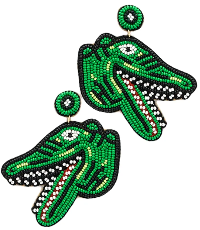 Alligator Head Beaded Earring