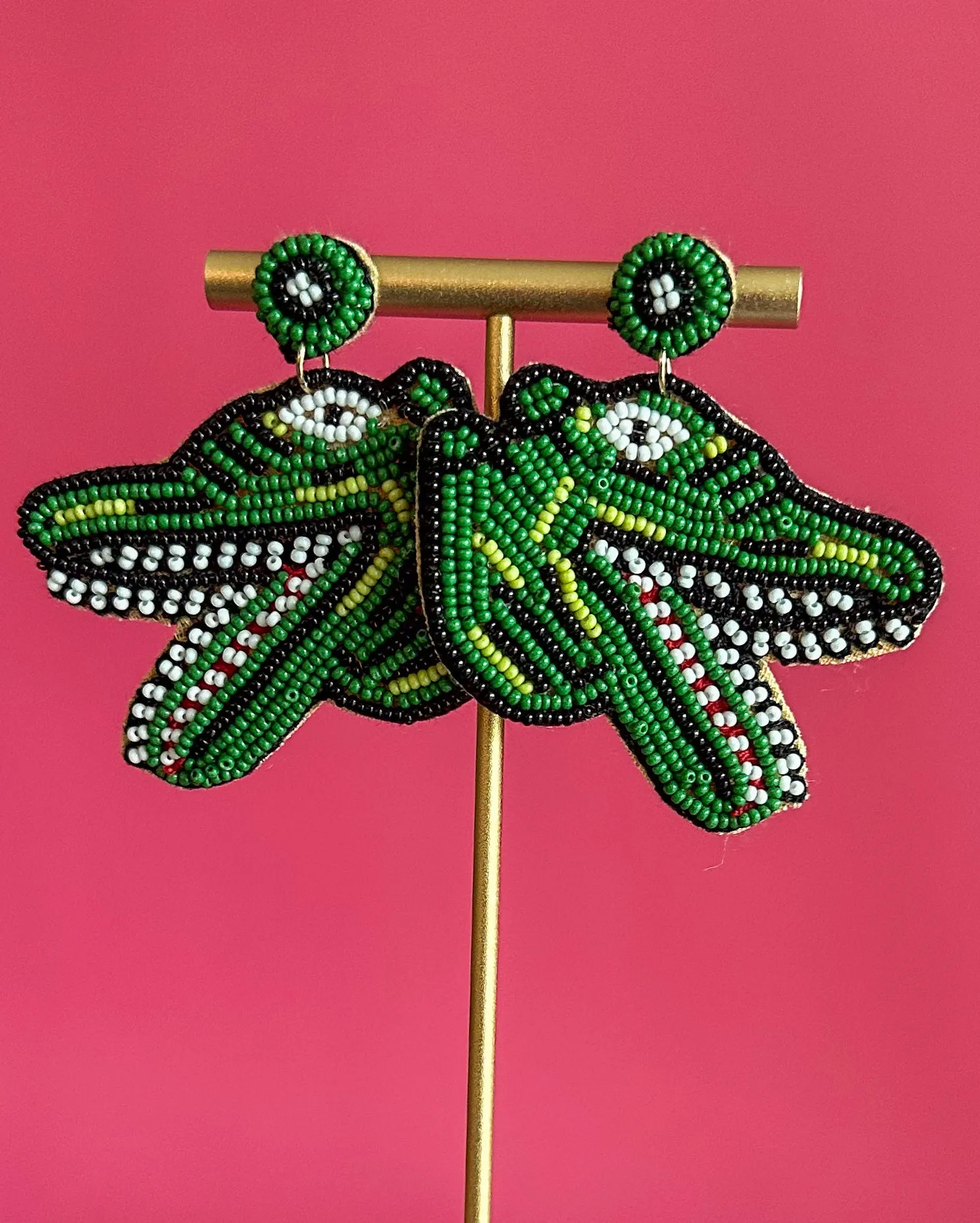 Alligator Head Beaded Earring