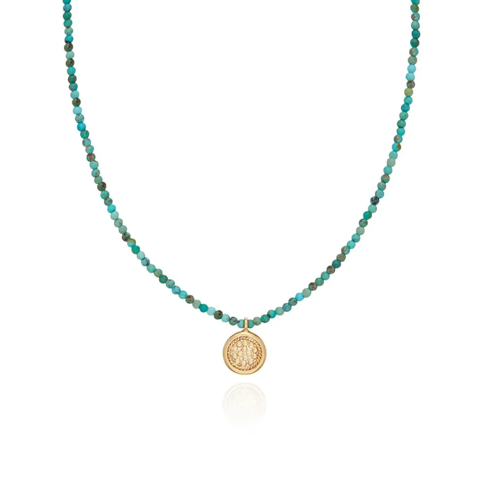 Anna Beck Delicate Beaded Turquoise Circle Pendant Necklace