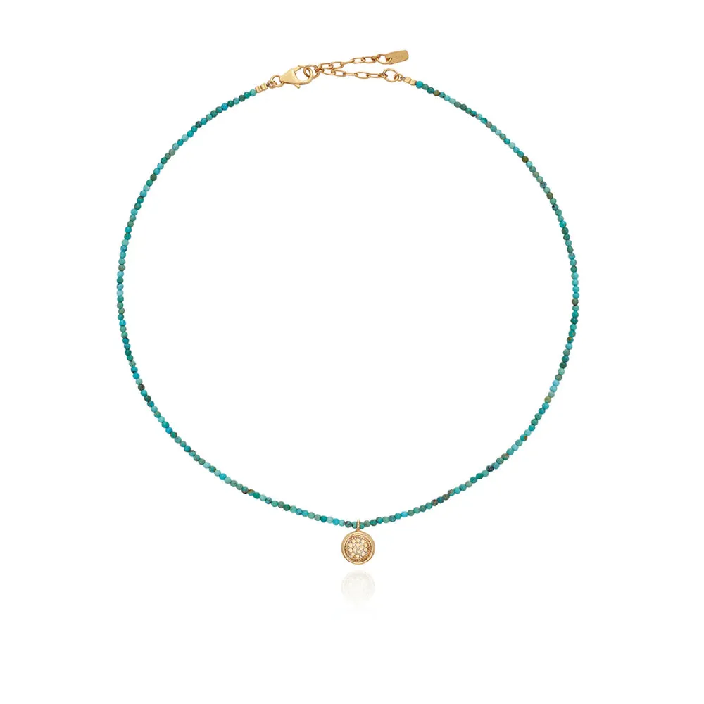 Anna Beck Delicate Beaded Turquoise Circle Pendant Necklace