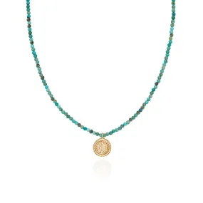 Anna Beck Delicate Beaded Turquoise Circle Pendant Necklace