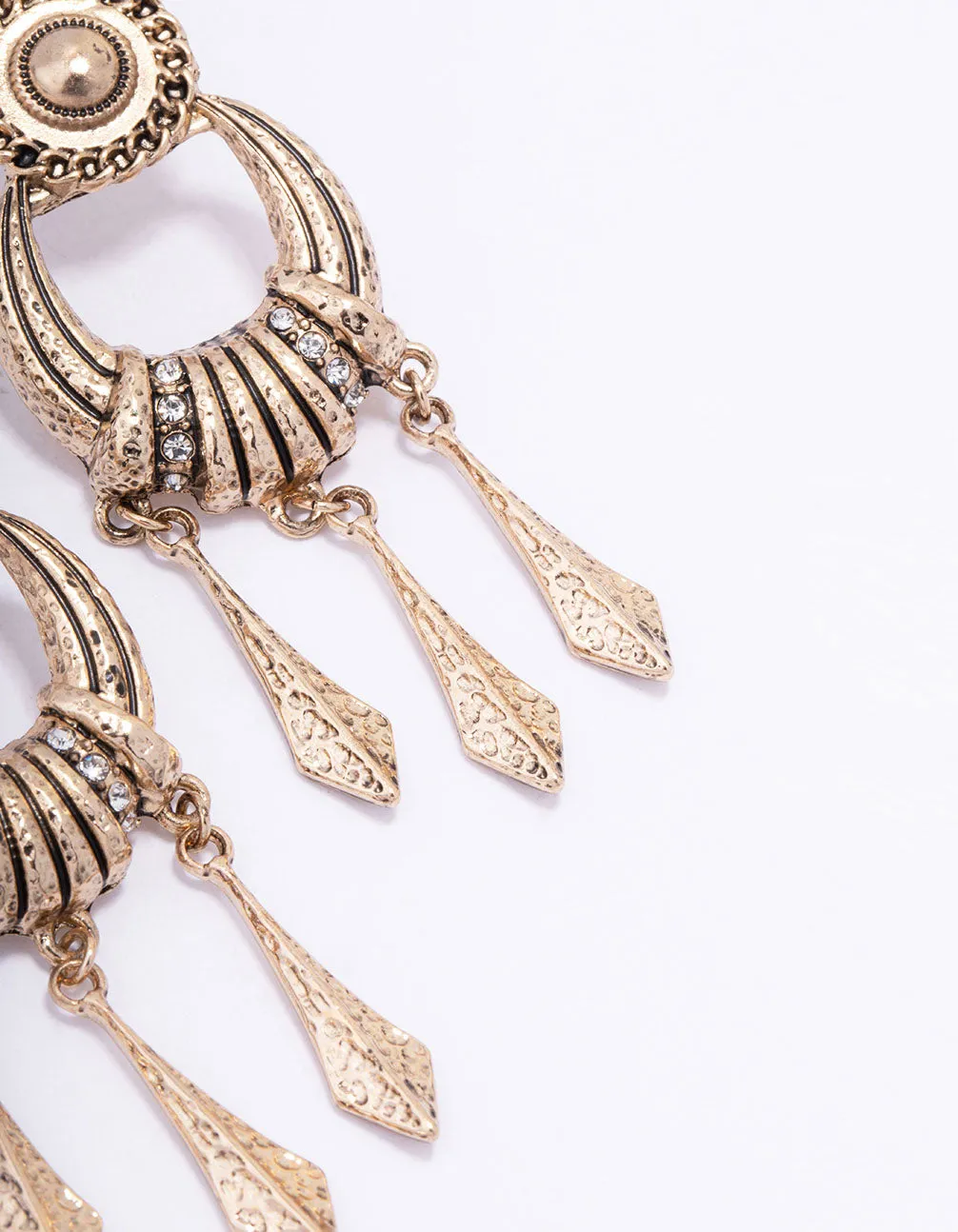 Antique Gold Door Knocker Drop Earrings