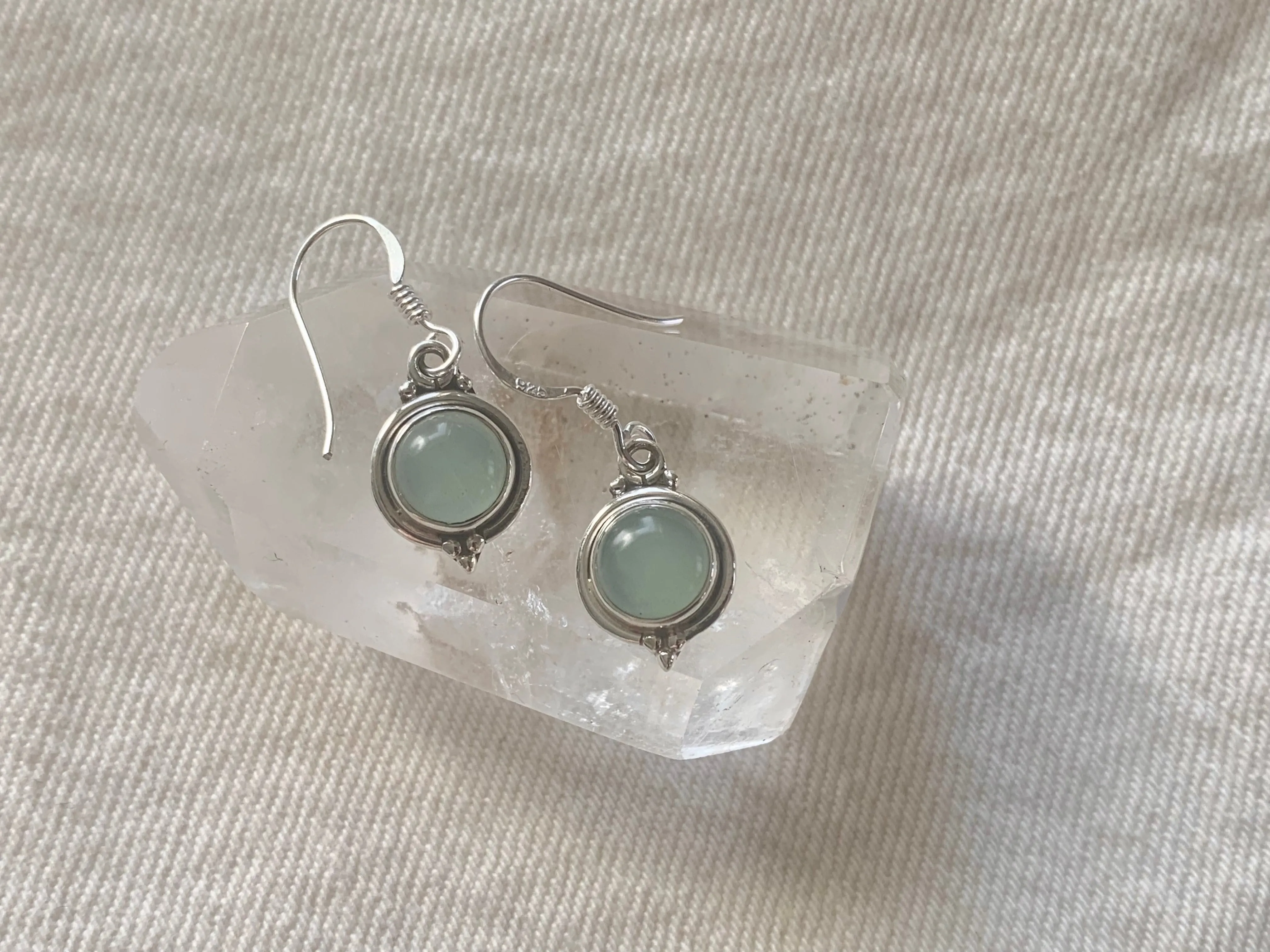 Aqua Chalcedony Ari Dot Earrings