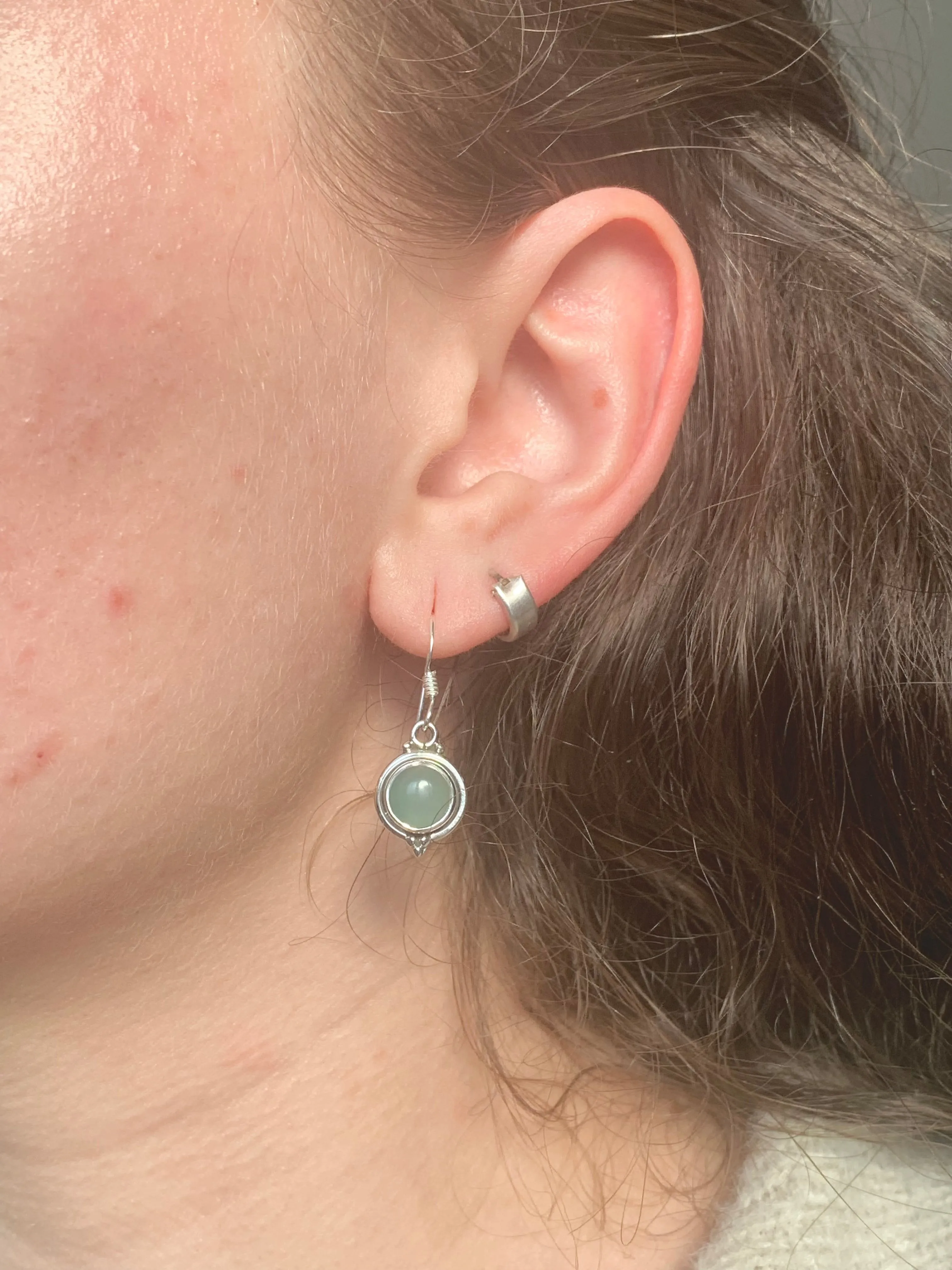 Aqua Chalcedony Ari Dot Earrings