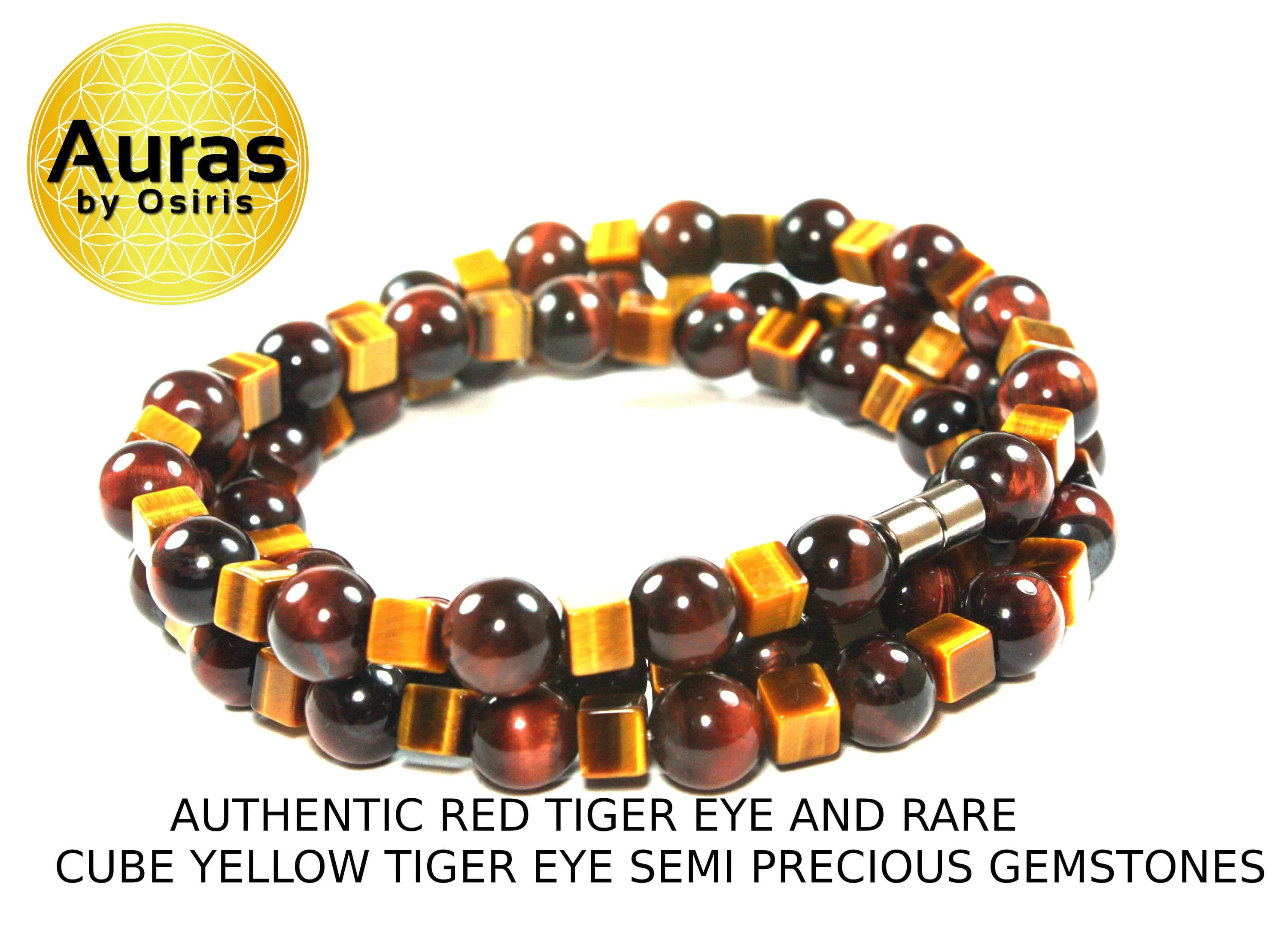 Aztec Style Yellow & Red Tiger Eye Necklace