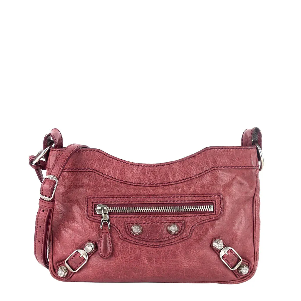 Balenciaga Dark Red Hip Giant Stud Agneau Leather Crossbody Bag