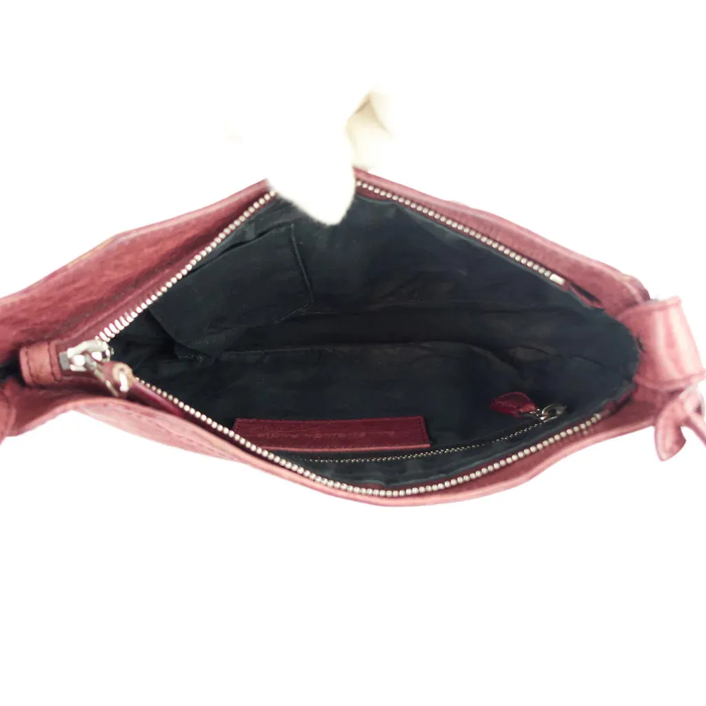 Balenciaga Dark Red Hip Giant Stud Agneau Leather Crossbody Bag