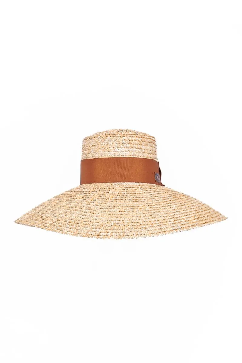 BEIGE VEIL STRAW WIDE HAT