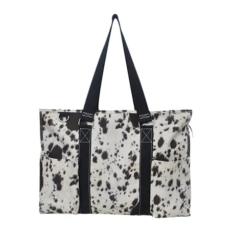 Black Cowhide NGIL Zippered Caddy Large Organizer Tote Bag