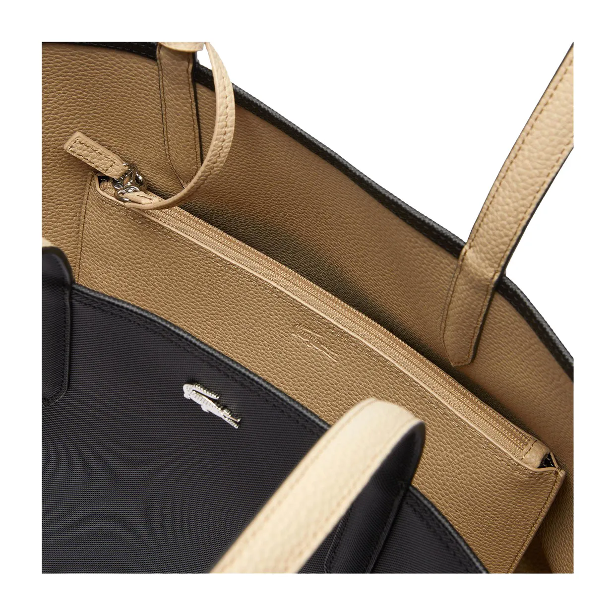 Borsa Lacoste Shopping Bag Anna Reversibile Nero / Beige