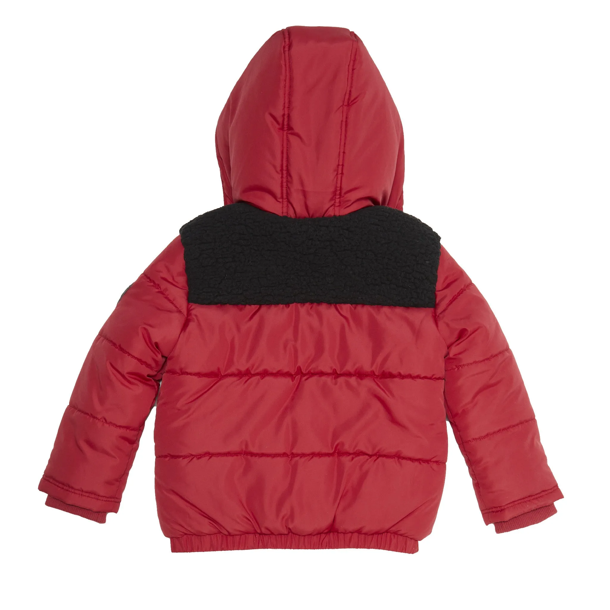 Boys Red Sherpa Shoulder Puffer Coat