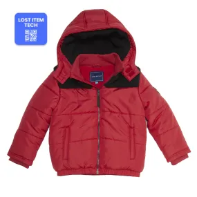 Boys Red Sherpa Shoulder Puffer Coat