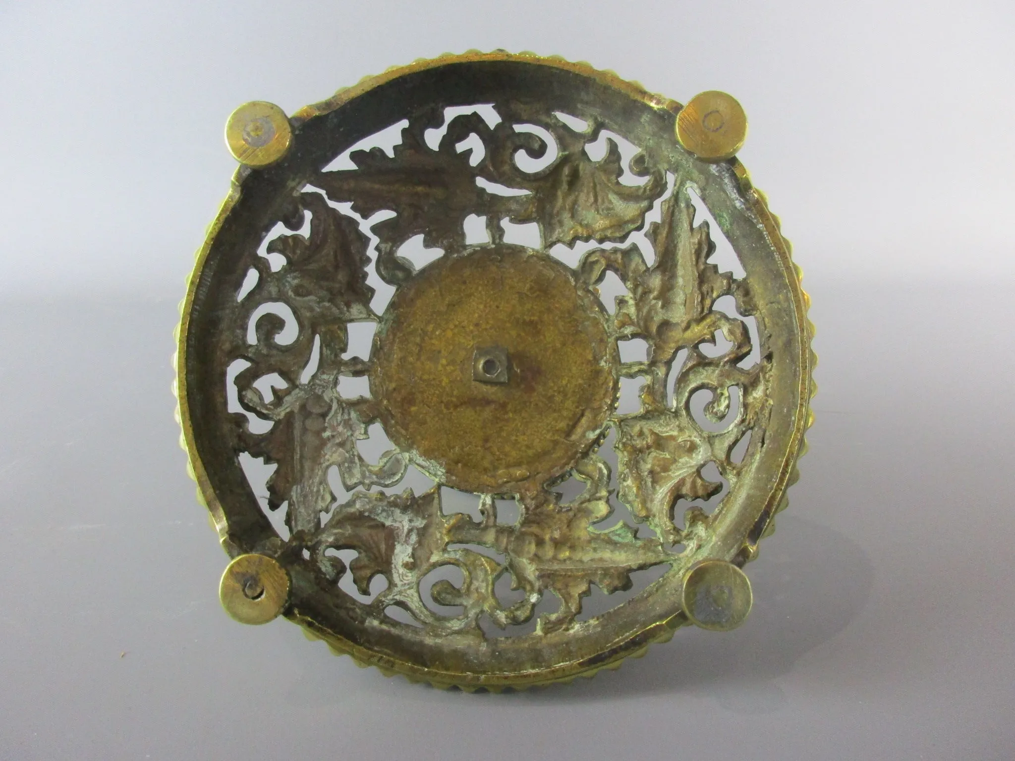 Brass Inkwell With Original Ceramic Liner Antique Late 19th Century