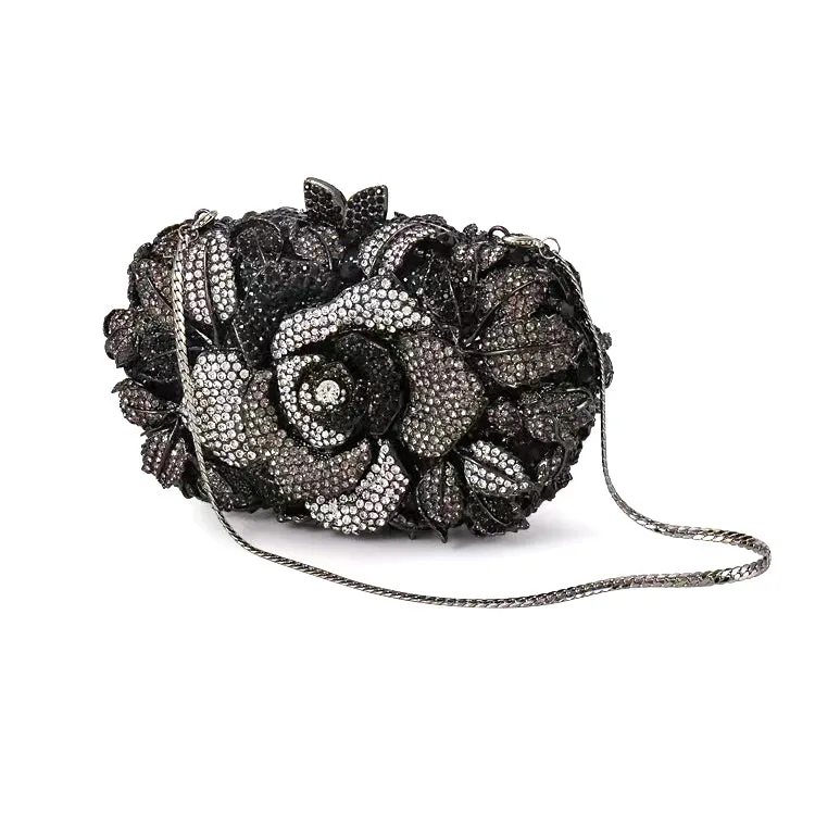 Bridal Inlaid Rhinestone Rose Clutch, Evening Bag, Prom Clutch -i7bags