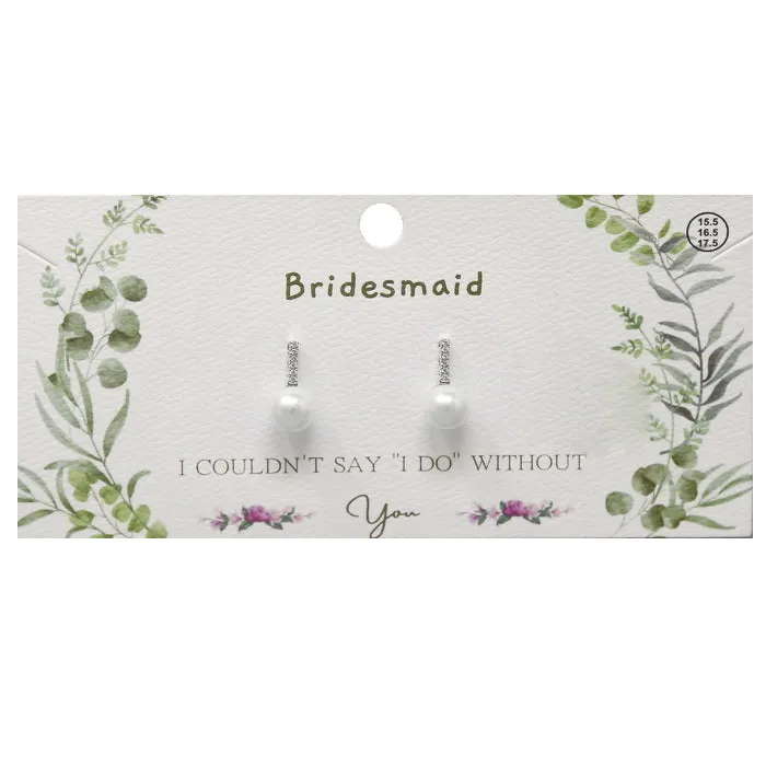 BRIDESMAID CZ Bar Pearl Drop Earrings