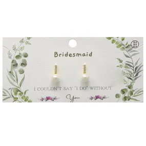 BRIDESMAID CZ Bar Pearl Drop Earrings