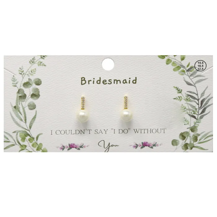 BRIDESMAID CZ Bar Pearl Drop Earrings