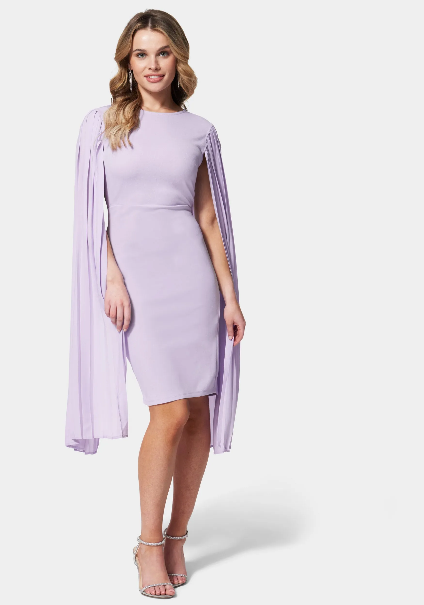 Cape Sleeve Midi Dress