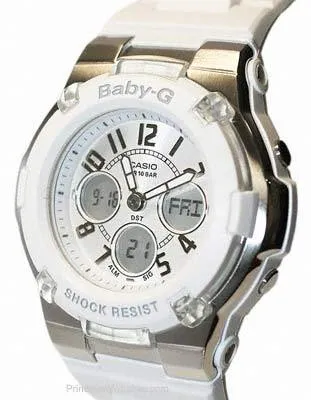 Casio Chaton Style Baby-G - Silver and White Case and Strap - 100M - World Time