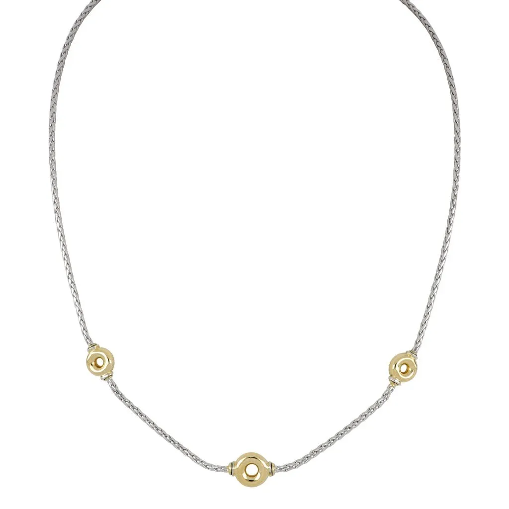 Ciclo D'Amor Petite Two Tone 3 Station Necklace