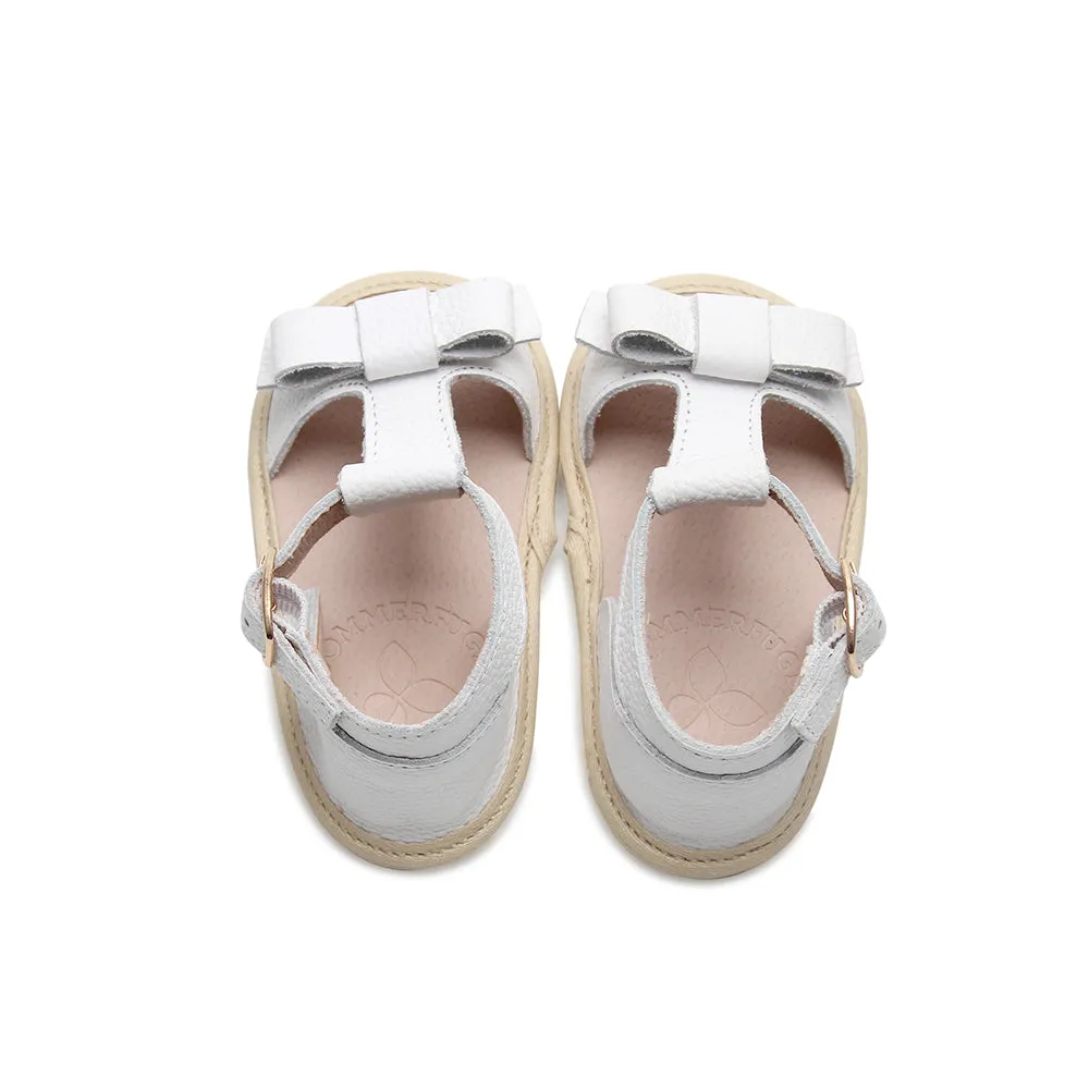 Coconut White Leather Baby Bow Sandal