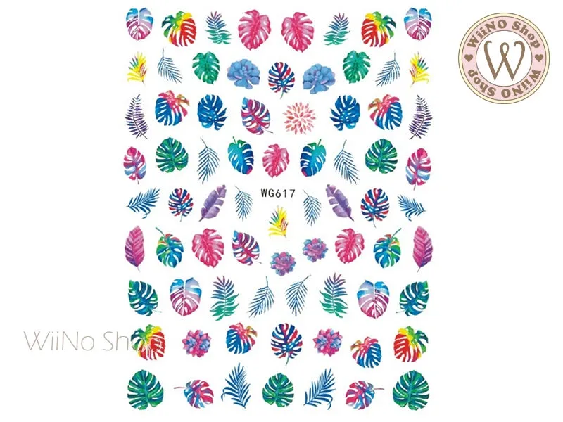 Colorful Leaves Adhesive Nail Art Sticker - 1 pc (WG617)