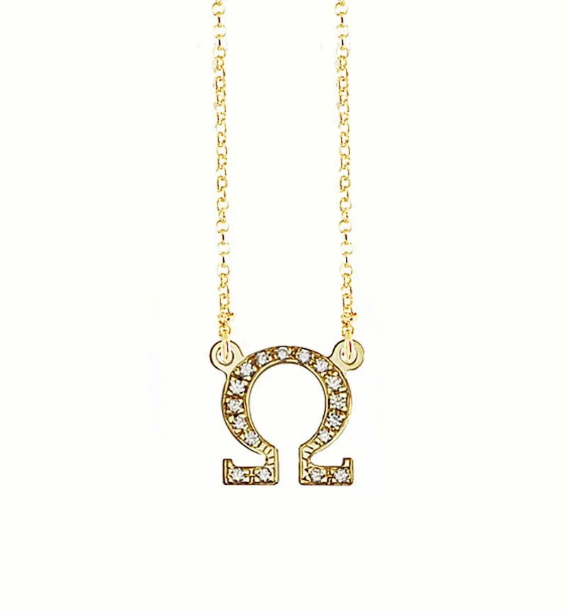 CZ Greek Letter Necklace - Split Chain