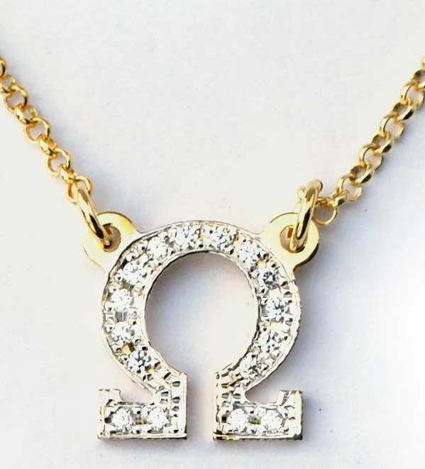 CZ Greek Letter Necklace - Split Chain