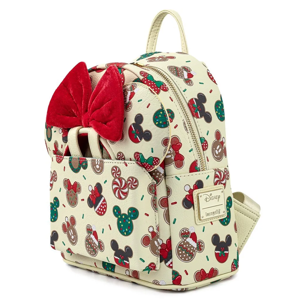 Disney Mickey & Minnie Christmas Cookie Allover Print Mini Backpack with Matching Ears